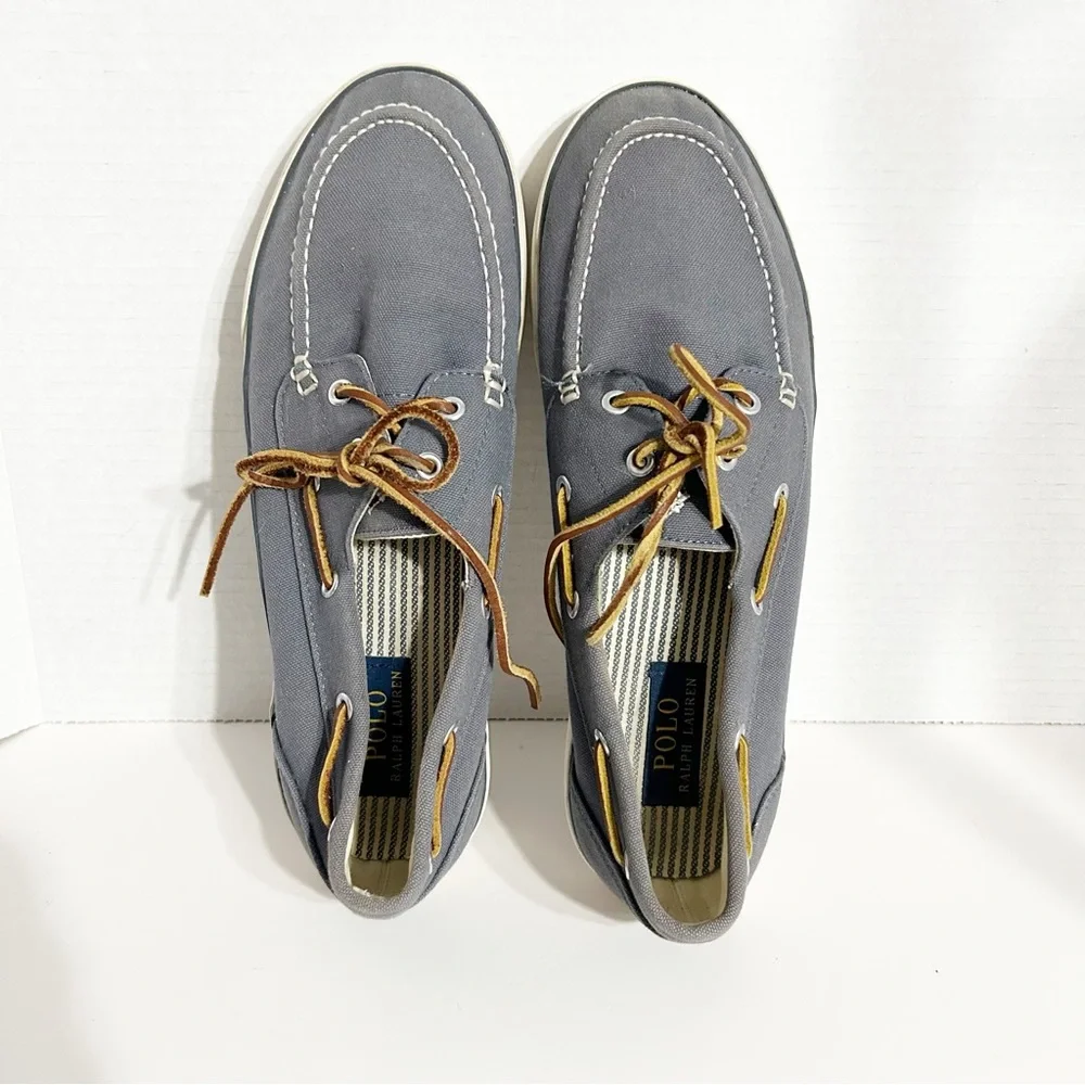 Polo by Ralph Lauren Sander Canvas Lace Up Sneakers Round Toe Polo Branding 🩵🩶